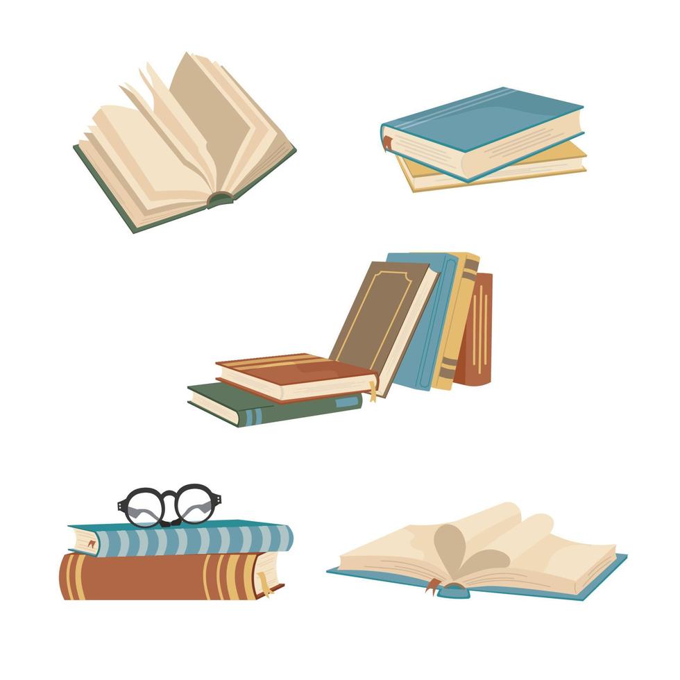 vintage boeken set element vector