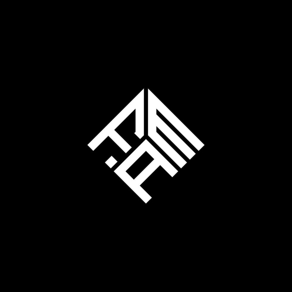fam brief logo ontwerp op zwarte achtergrond. fam creatieve initialen brief logo concept. fam brief ontwerp. vector