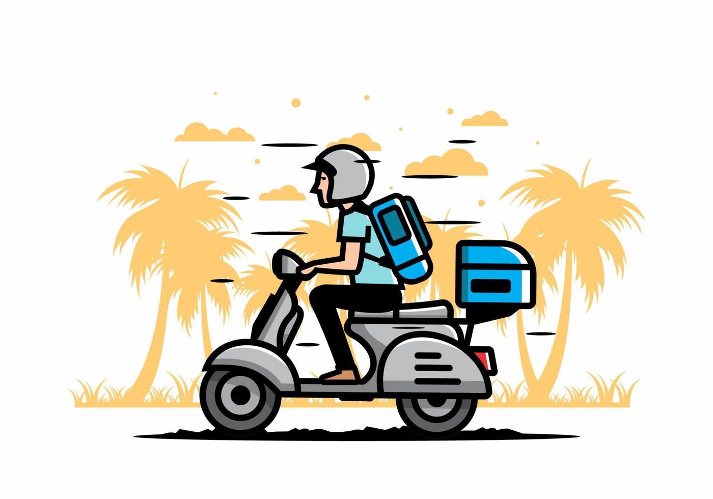 man gaat op vakantie rijden scooter illustratie vector