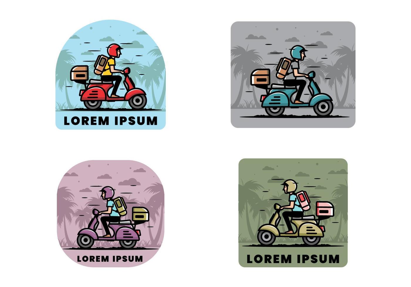 man gaat op vakantie rijden scooter illustratie vector