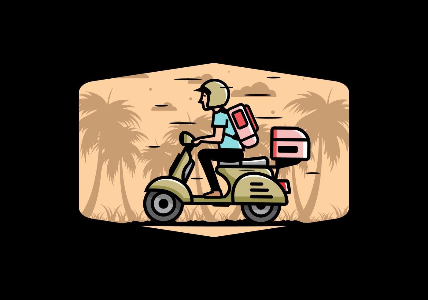 man gaat op vakantie rijden scooter illustratie vector