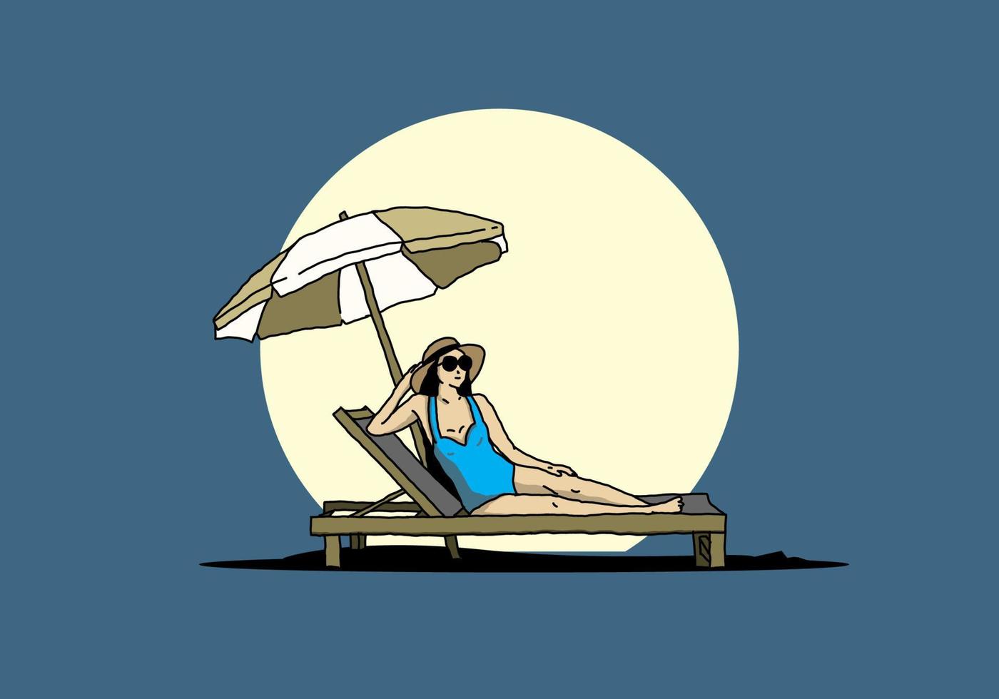 ontspan op de strandstoel onder de parapluillustratie vector