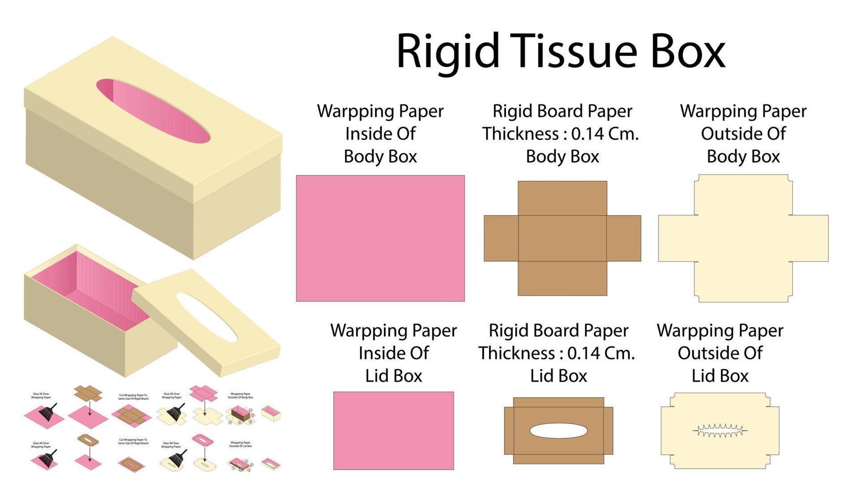 doos verpakking gestanst sjabloonontwerp. 3D-model vector