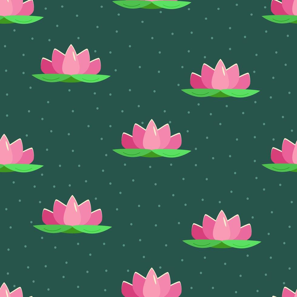 naadloze patroon lotus lelie bloem. vectorillustratie van een mooie roze lotus vector