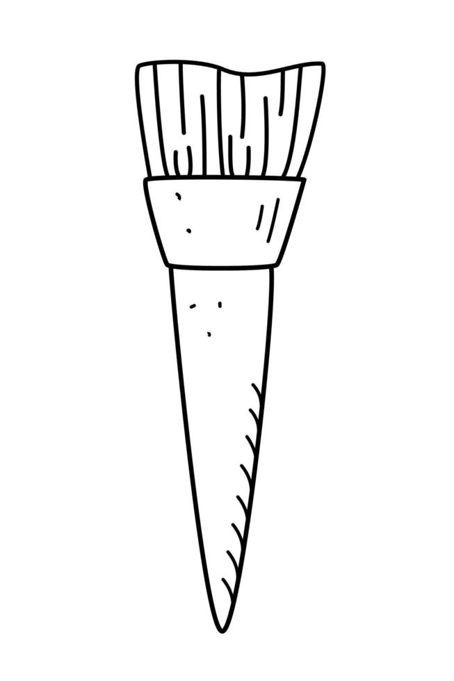 cosmetische borstel voor make-up en schoonheidssalon, kapsalon. vectorkrabbelillustratie van een borstelpictogram dat op wit wordt geïsoleerd vector