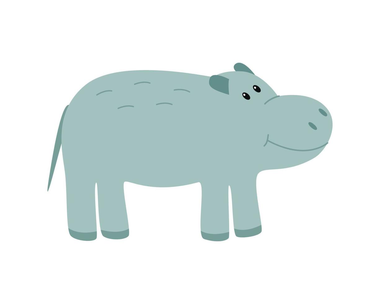 schattig cartoon nijlpaard. vectorillustratie van een Afrikaans dier dat op wit wordt geïsoleerd vector