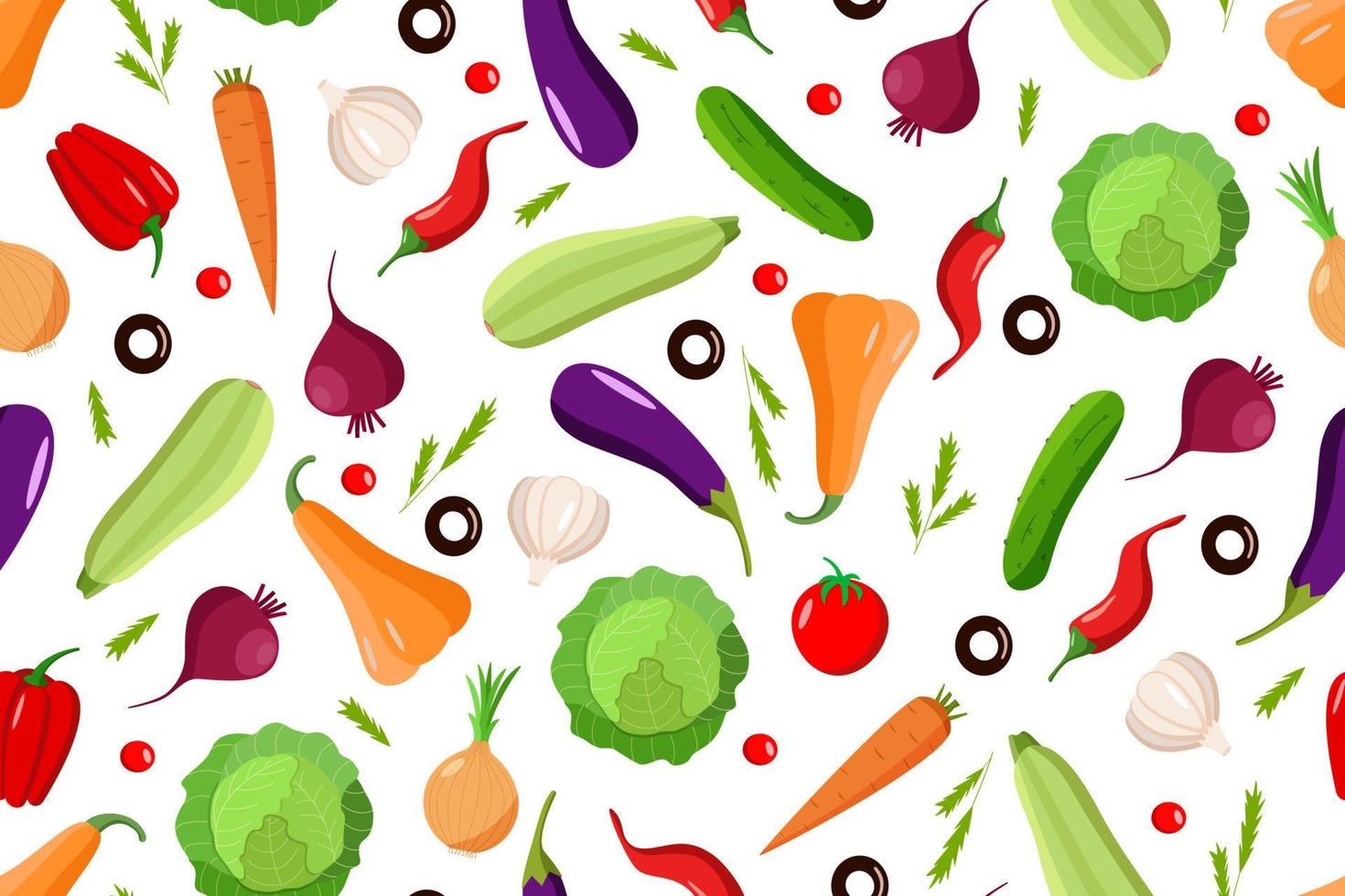 naadloos patroon van verschillende groenten, een set herfstoogst vector