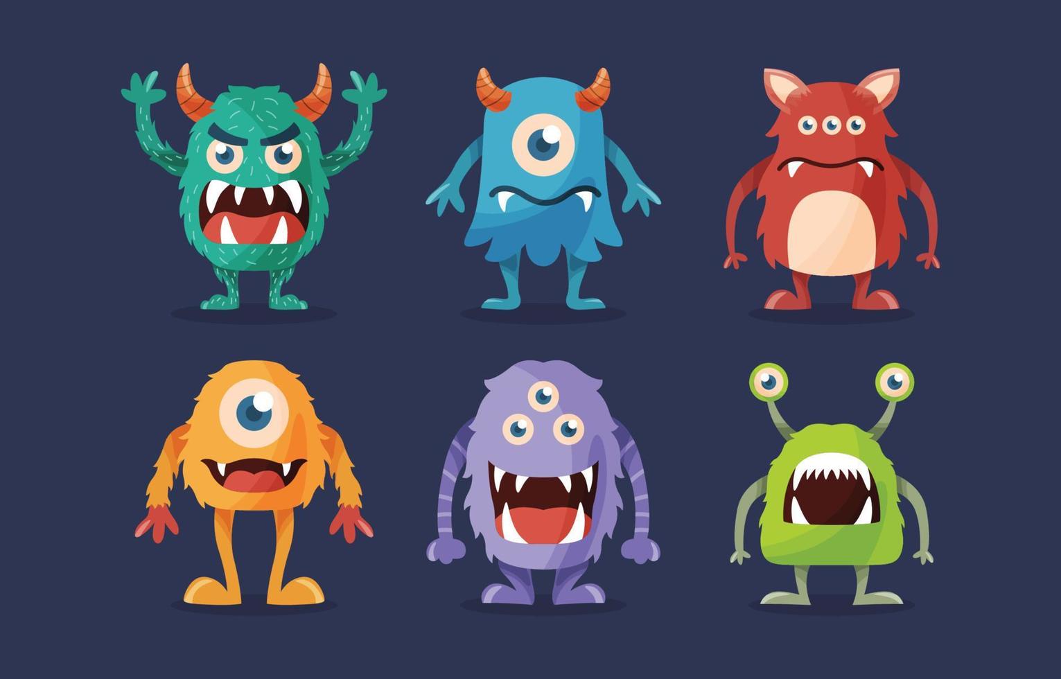 monster schattige stijl doodle karakterverzameling vector