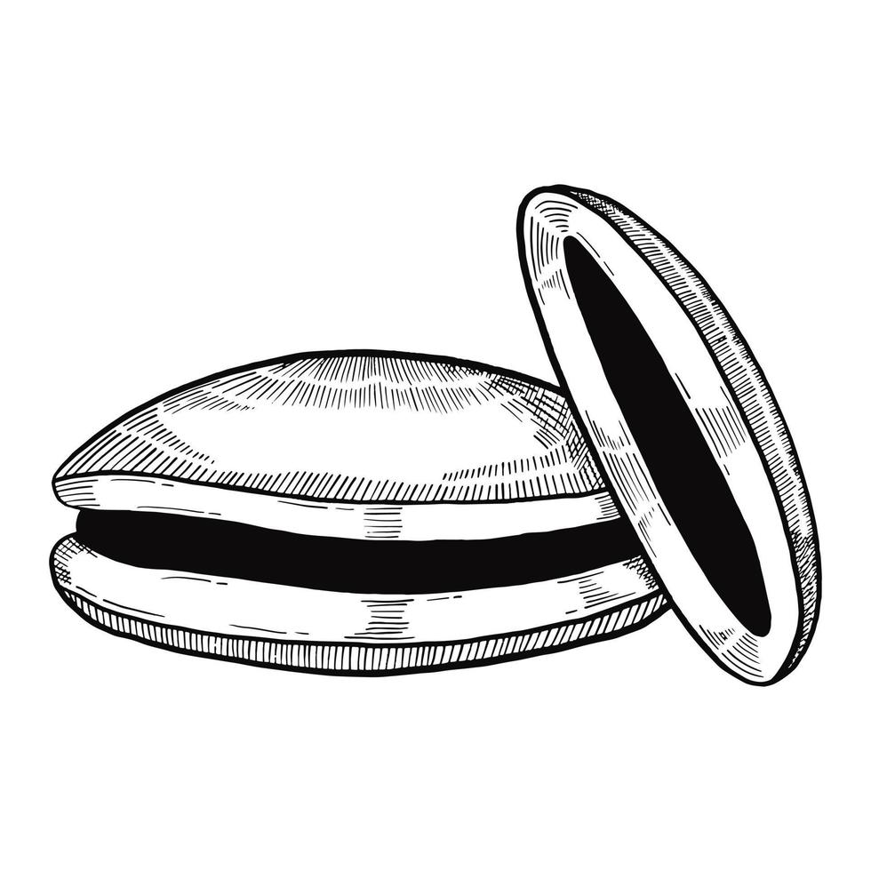 dorayaki japan of japans traditioneel eten doodle handgetekende schets met kaderstijl vector