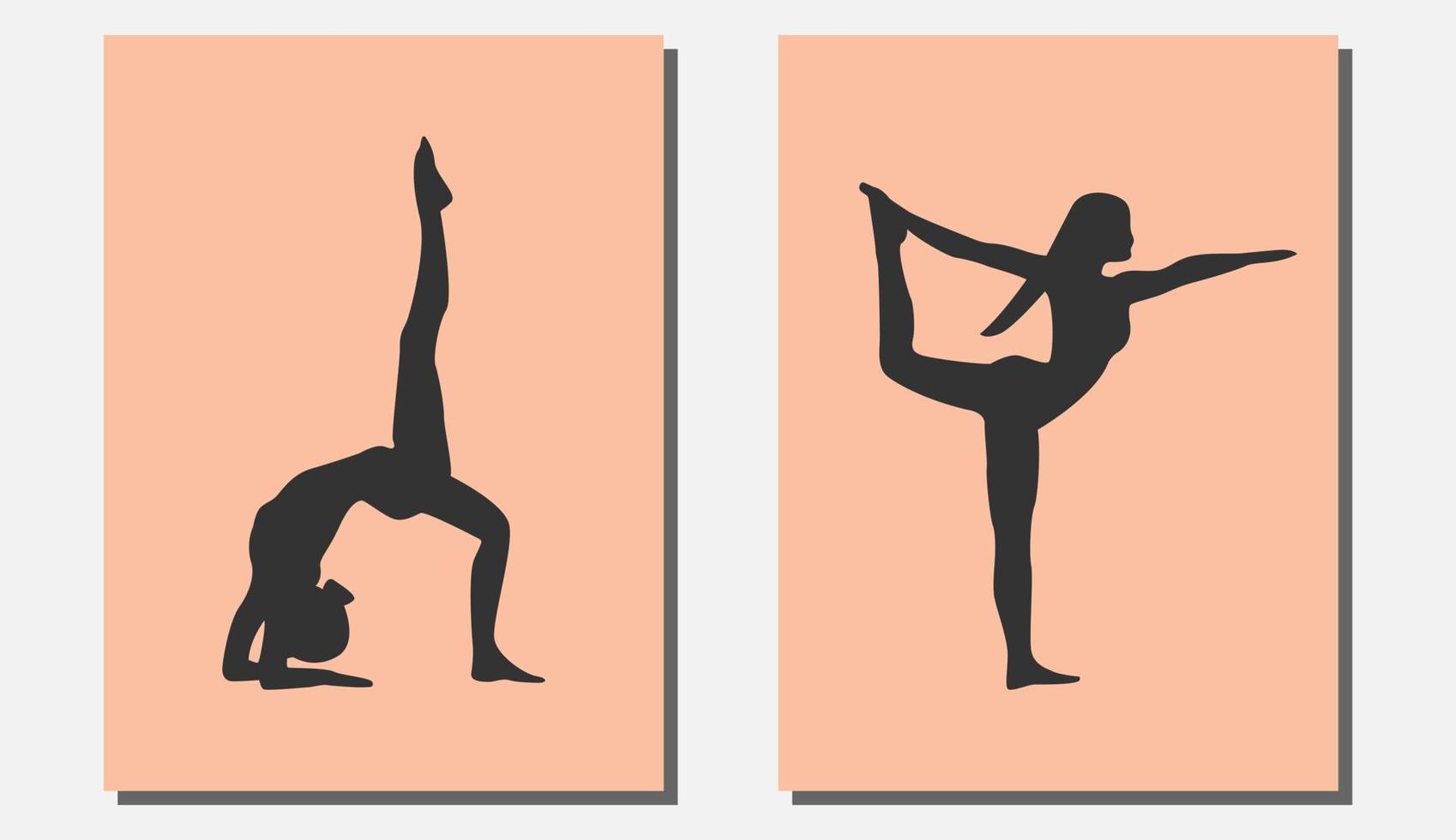 silhouetvrouw die yoga doet in muurkunststijl vector