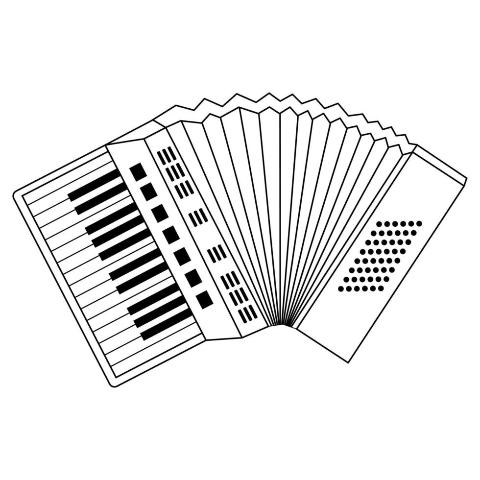 klassieke accordeon in doodle-stijl. vintage muziekinstrument. vector