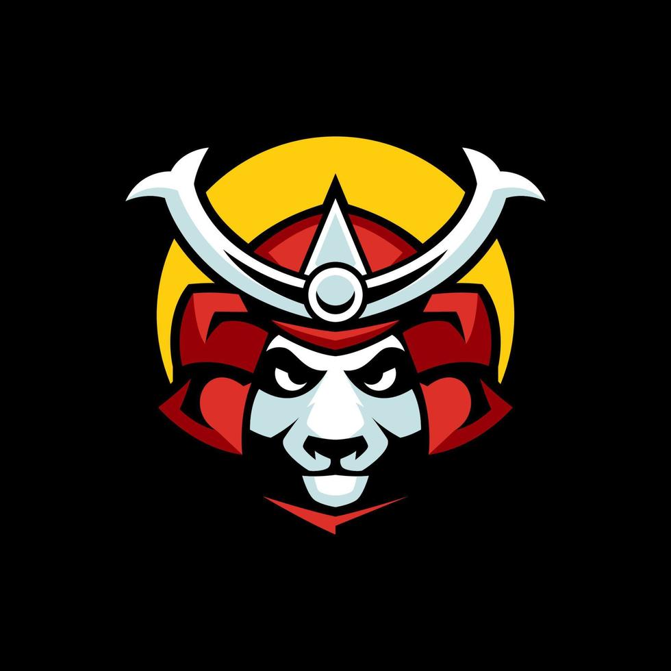 sjablonen voor panda samurai-logo vector