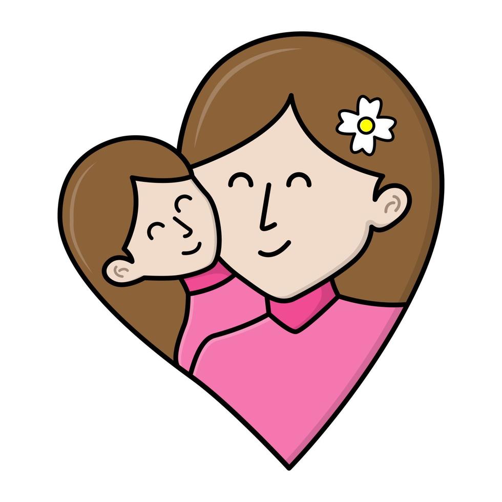 hartsymbool met een combinatie van kind en moeder. unieke elementen met zowel liefde- als moederdagthema's vector