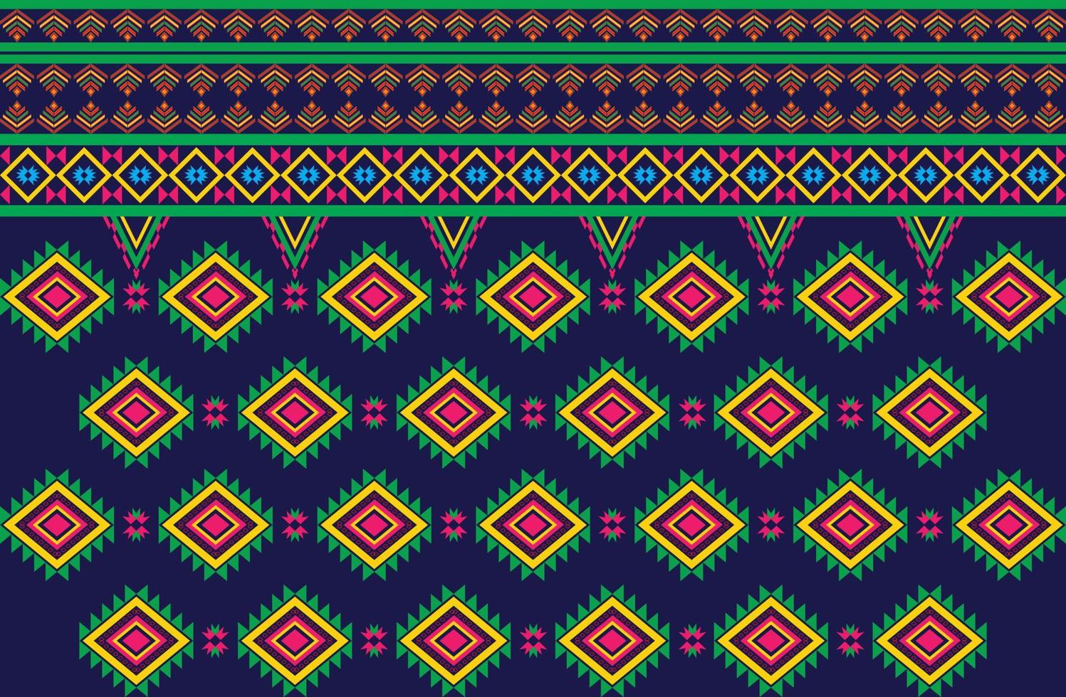 geometrisch ontwerp patroon stof etnische Oosterse traditionele voor borduurstijl, gordijn, achtergrond, tapijt, behang, doek, inwikkeling, batik, stof, vectorillustratie. vector