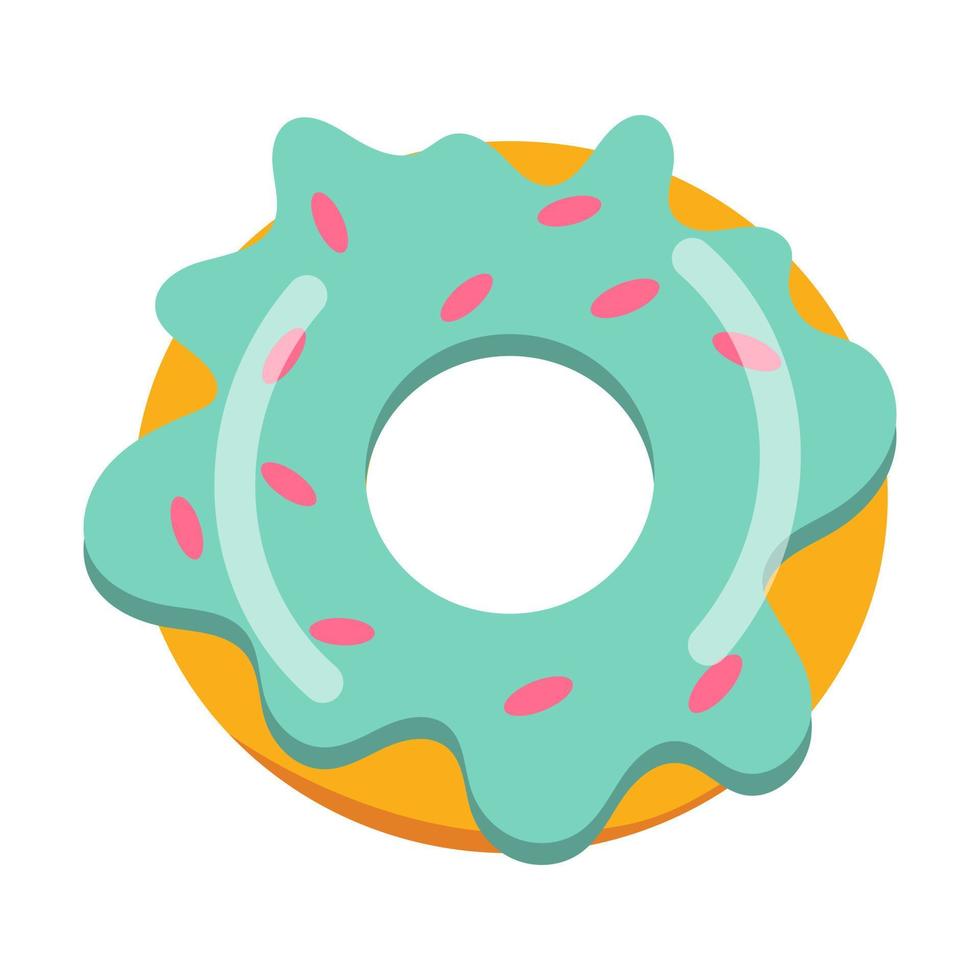illustratie van een heerlijke donut met blauwe glazuur, vector op een witte achtergrond.