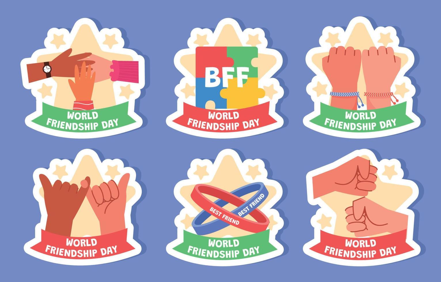 stickercollectie voor wereldvriendschapsdag vector