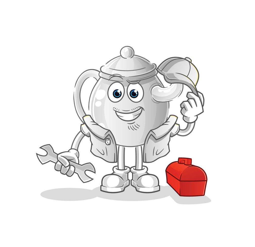 theepot stripfiguur. cartoon mascotte vectorillustratie vector