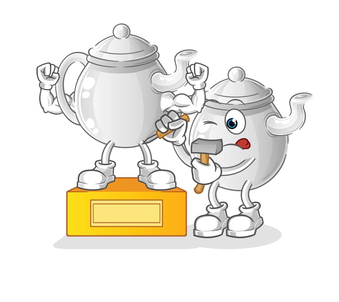 theepot stripfiguur. cartoon mascotte vectorillustratie vector