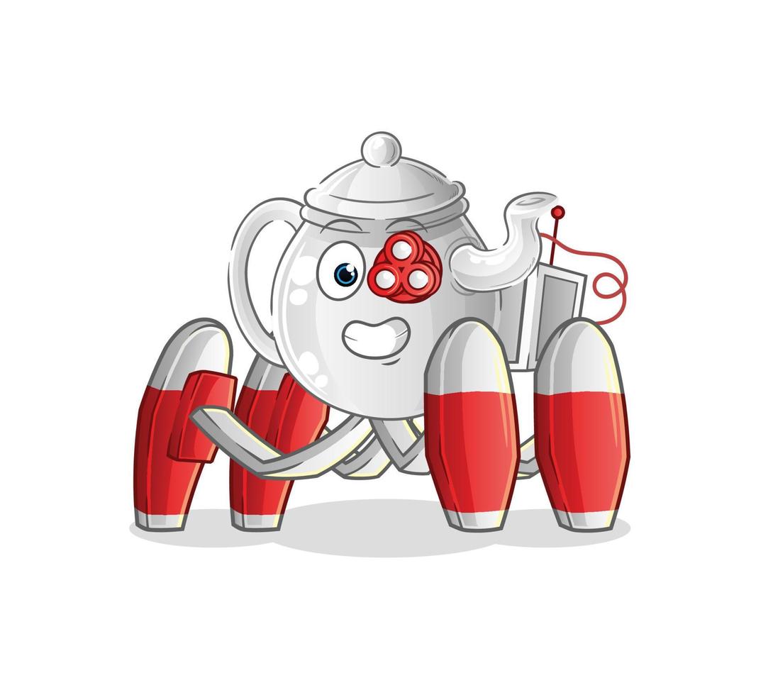 theepot stripfiguur. cartoon mascotte vectorillustratie vector