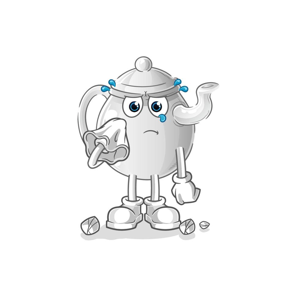 theepot stripfiguur. cartoon mascotte vectorillustratie vector