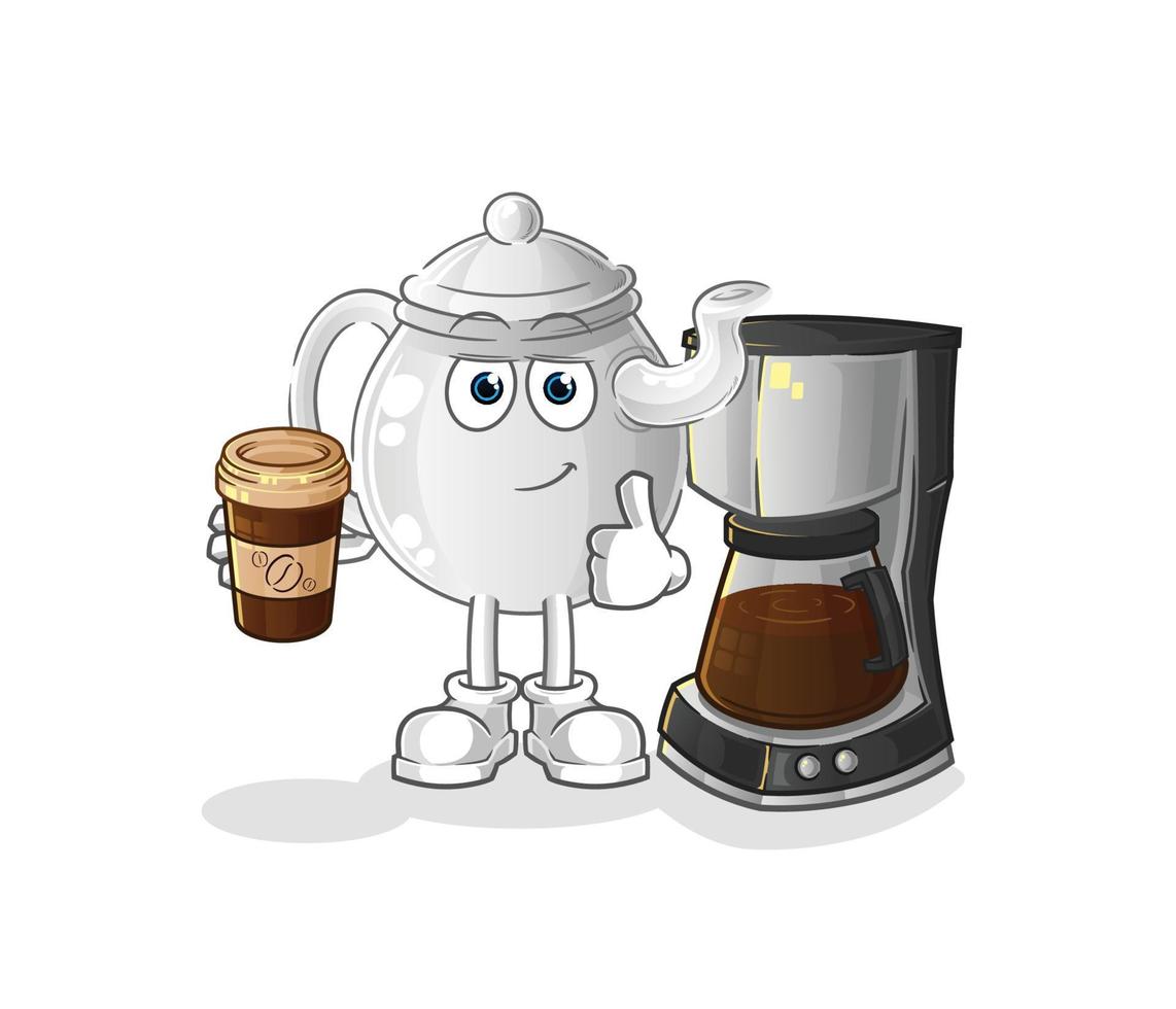 theepot stripfiguur. cartoon mascotte vectorillustratie vector