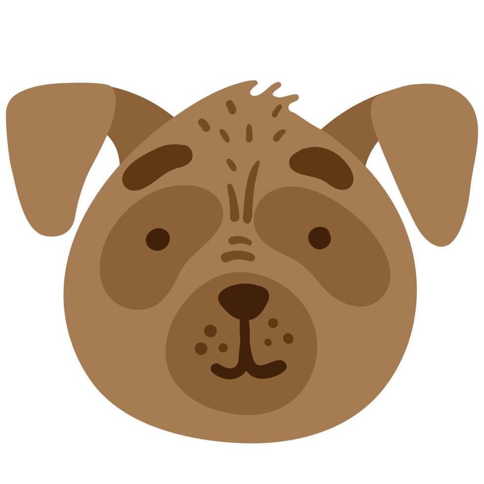 hond grappig dierlijk gezicht hoofd. vectorillustratie om af te drukken op kinderkleding, wenskaarten, kinderdagverblijf, stickers, briefpapier, kamerinrichting vector