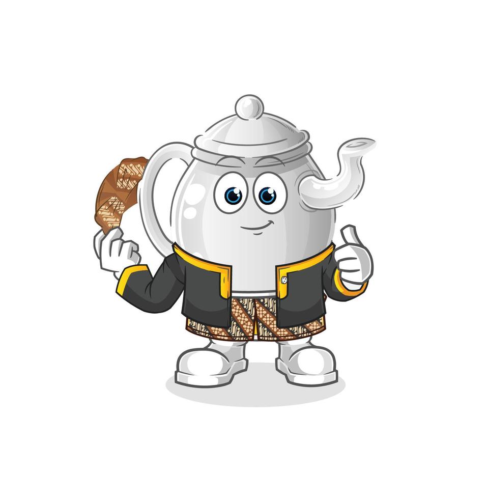 theepot stripfiguur. cartoon mascotte vectorillustratie vector