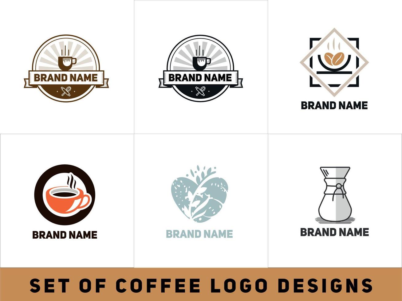 set van coffeeshop food bedrijfslogo, labels en badge embleem graphics vector