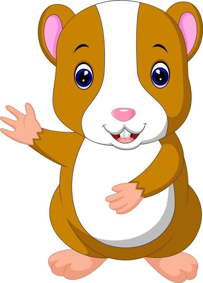 schattige hamster zwaaiende hand vector