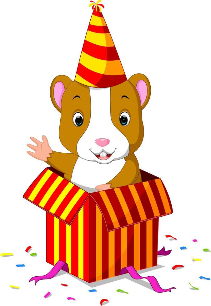 hamster komt uit geschenkdoos vector