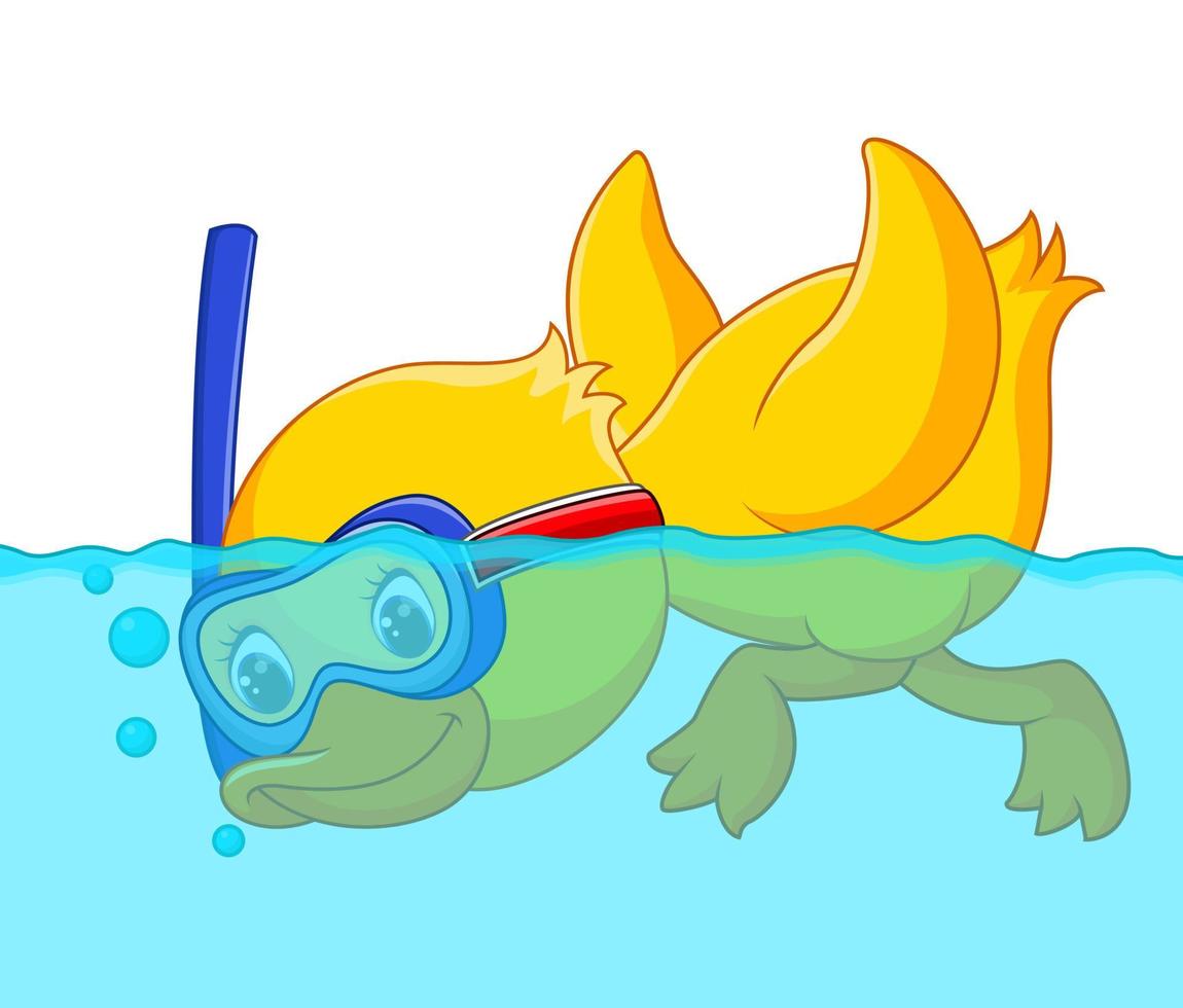eend snorkelen cartoon vector