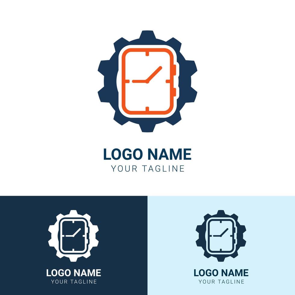 vector instellen logo ontwerpsjabloon - horloge reparatie symbool