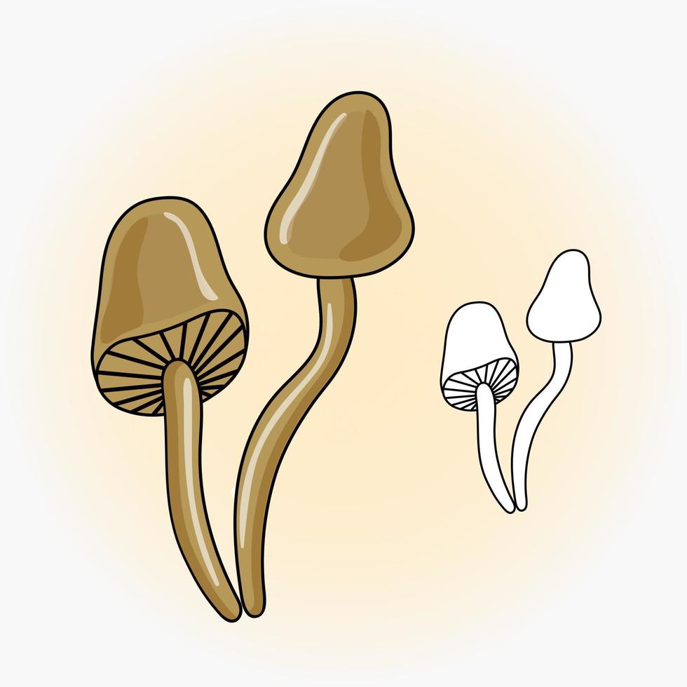 bos giftige vectorpaddestoelen. vectorillustratie in cartoon-stijl. vergif. pictogram, set, omtrek, kleurplaat. vector