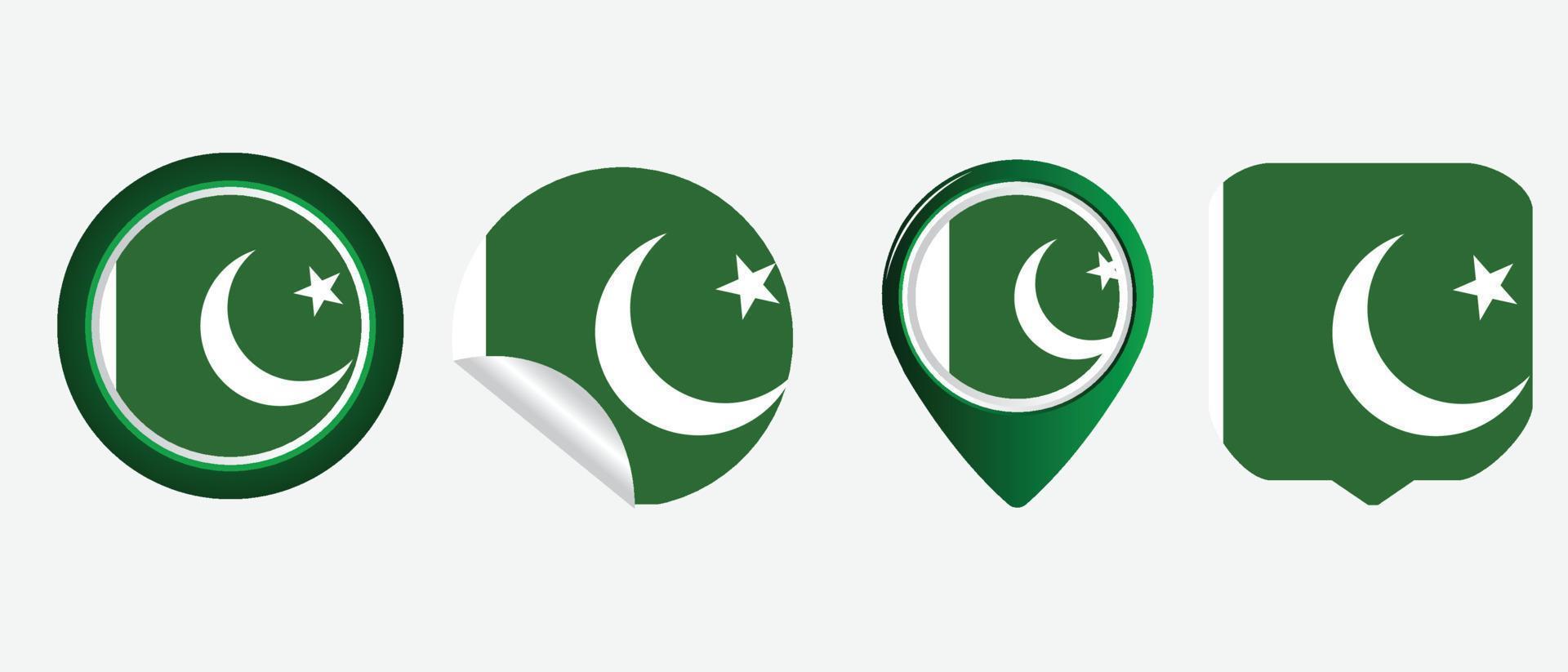 vlagpictogram van pakistan. web pictogrammenset. pictogrammen collectie plat. eenvoudige vectorillustratie. vector