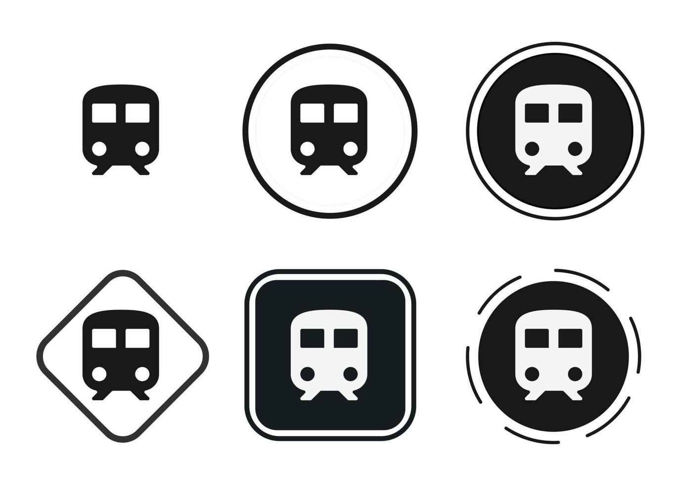 trein pictogramserie. verzameling van hoogwaardige zwarte omtreklogo's voor website-ontwerp en mobiele donkere modus-apps. vectorillustratie op een witte achtergrond vector