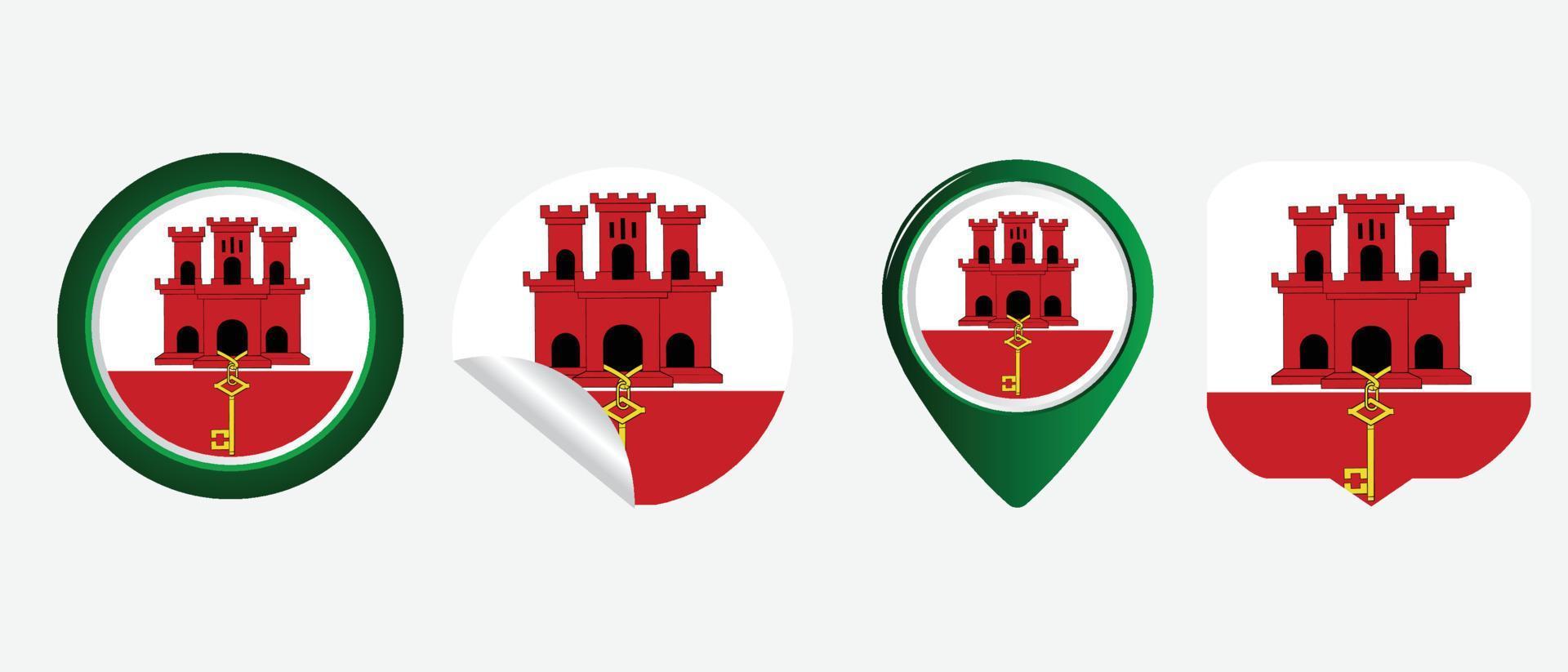 Gibraltar vlag. platte pictogram symbool vectorillustratie vector