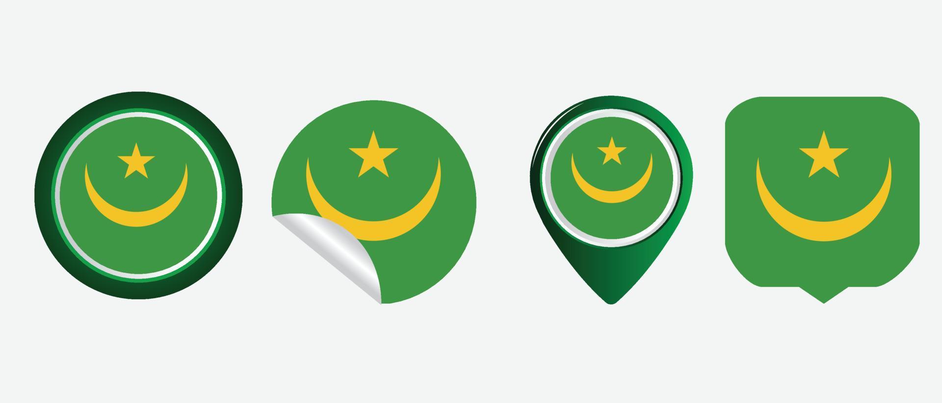Mauritanië vlagpictogram. web pictogrammenset. pictogrammen collectie plat. eenvoudige vectorillustratie. vector