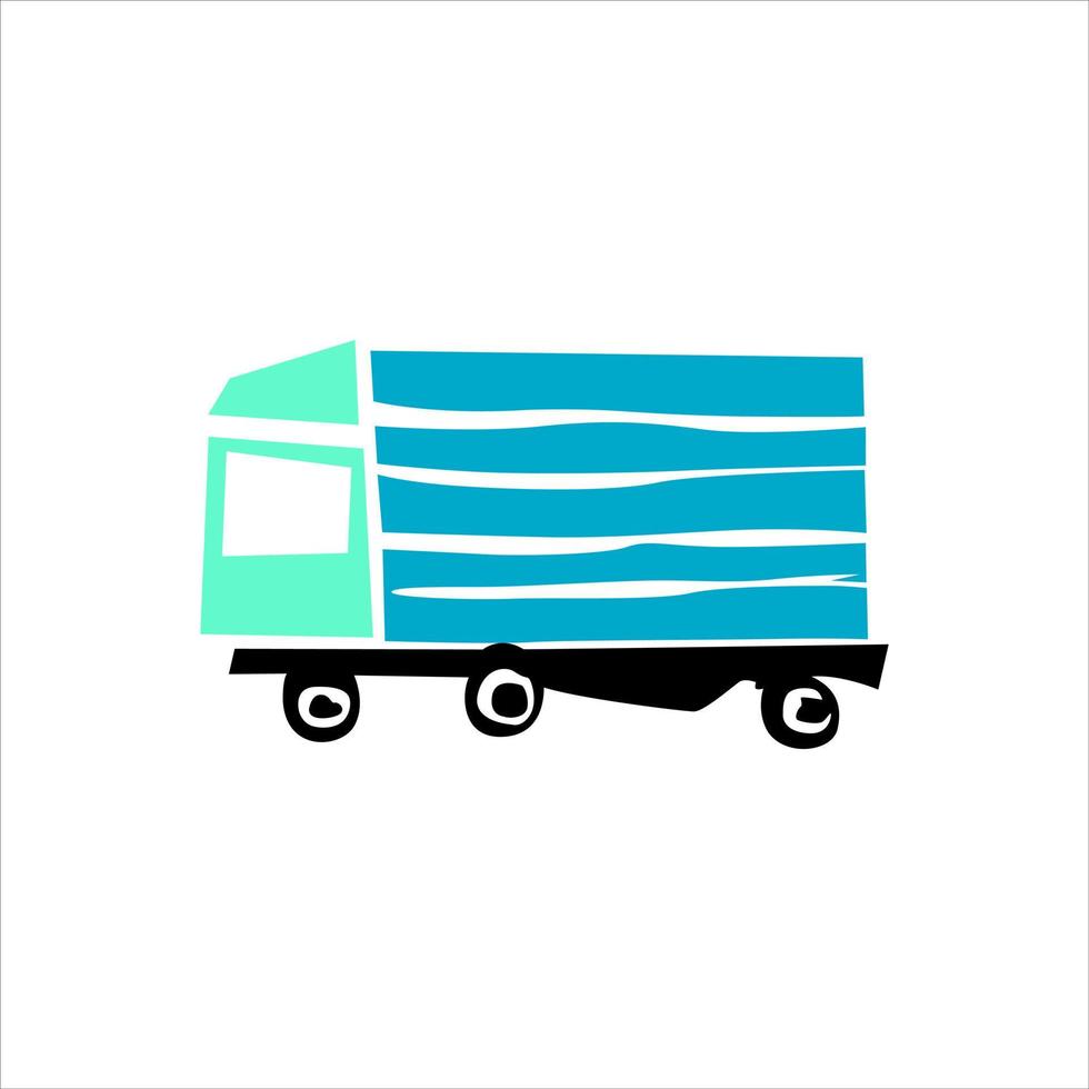cartoon vector illustratie vrachtwagen geïsoleerd op een witte achtergrond.