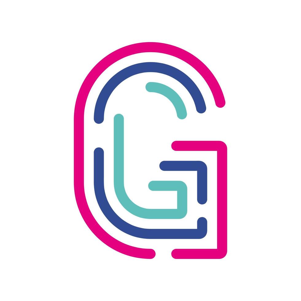 abstracte letter g lijn kleurrijke lineaire logo. moderne letterlijnen met nieuwe pop-artkleuren. lettertype alfabet sjabloon. logo set dunne lijn schone stijl. vector