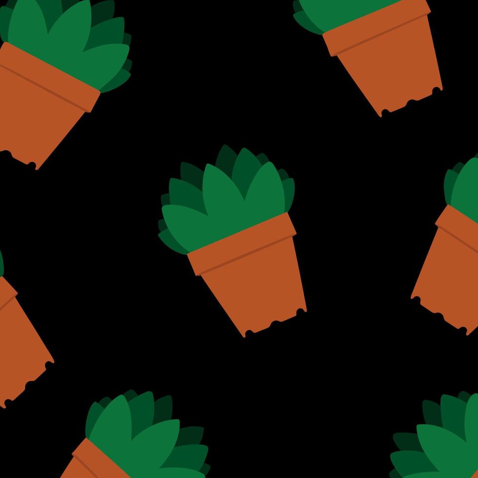 concept van patroon van herhalende vetplanten. vectorillustratie geïsoleerd op zwarte achtergrond. ontwerpelement. afbeelding van vetplanten voor gebruik bij het bedrukken van posterbanners van stof voor briefpapier vector
