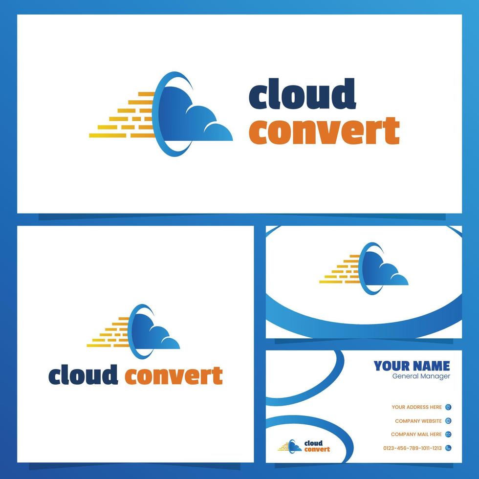 cloud convert logo-ontwerp met sjabloon voor visitekaartjes vector
