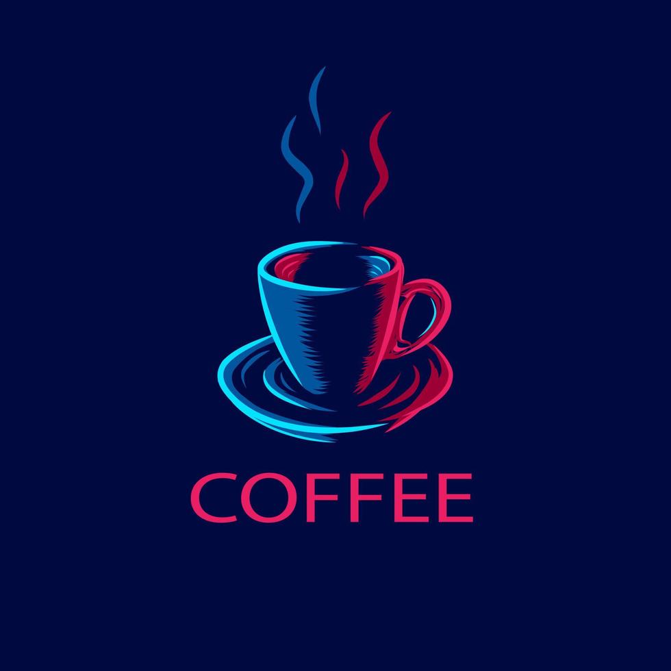 een kopje koffie en thee lijn popart potrait logo kleurrijk ontwerp met donkere achtergrond. abstracte vectorillustratie. vector