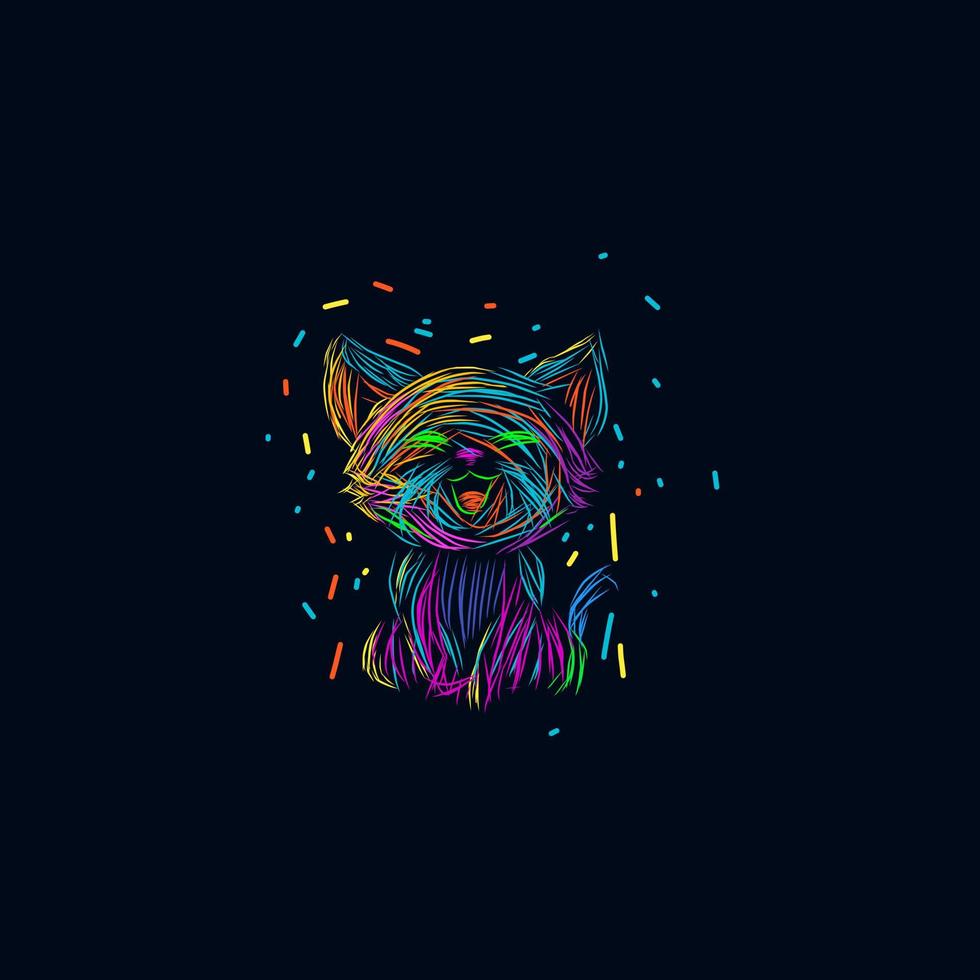 de kat huisdier lijn kleur pop-art ontwerp met donkere achtergrond vector