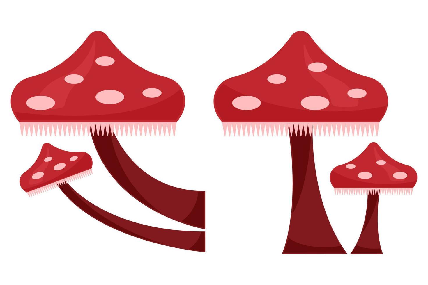 set paddestoelen paddenstoel platte cartoon stijl geïsoleerde witte achtergrond vector