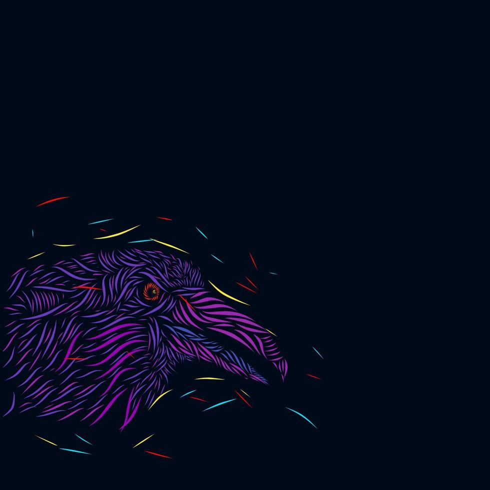 de raaflijn popart potrait kleurrijk logo-ontwerp met donkere achtergrond vector