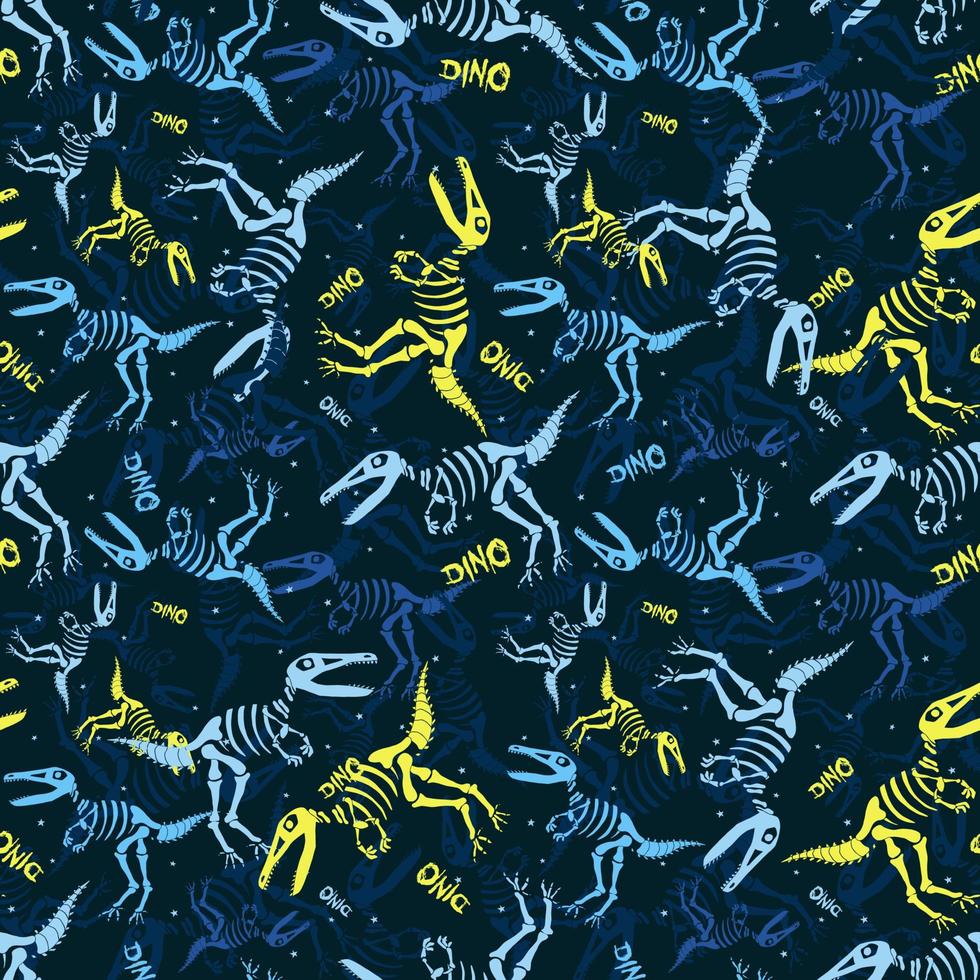 dinosaurussen skelet met sterren. grappige print voor textiel. vector