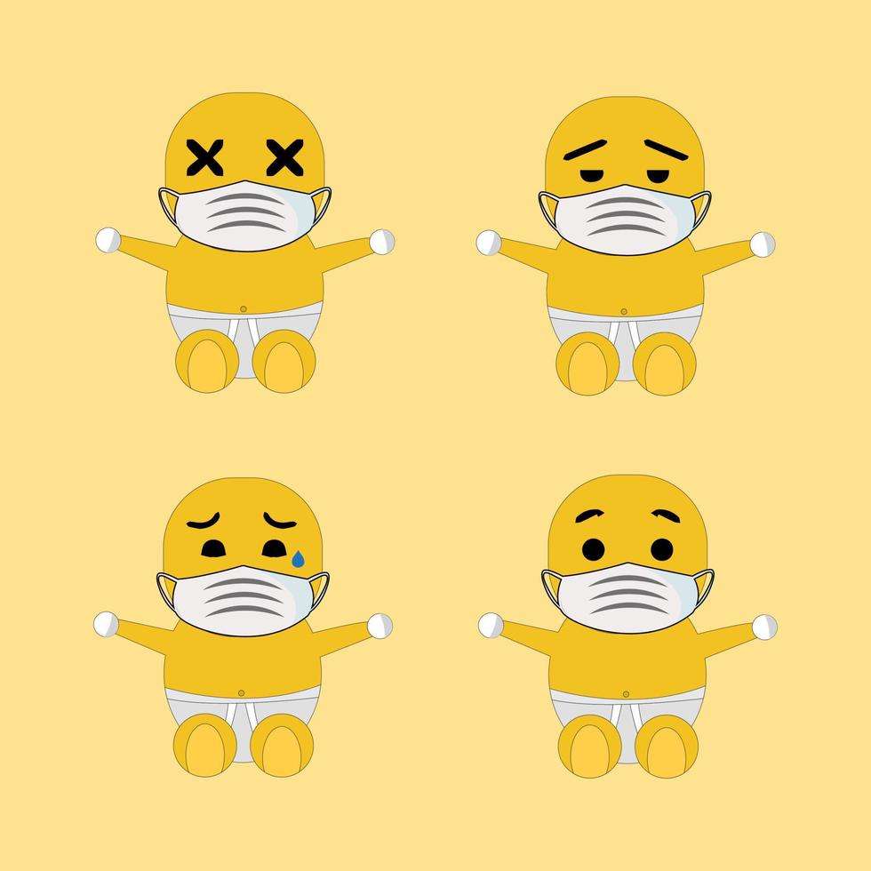 baby gezicht schattige emoji set defferent2 vector