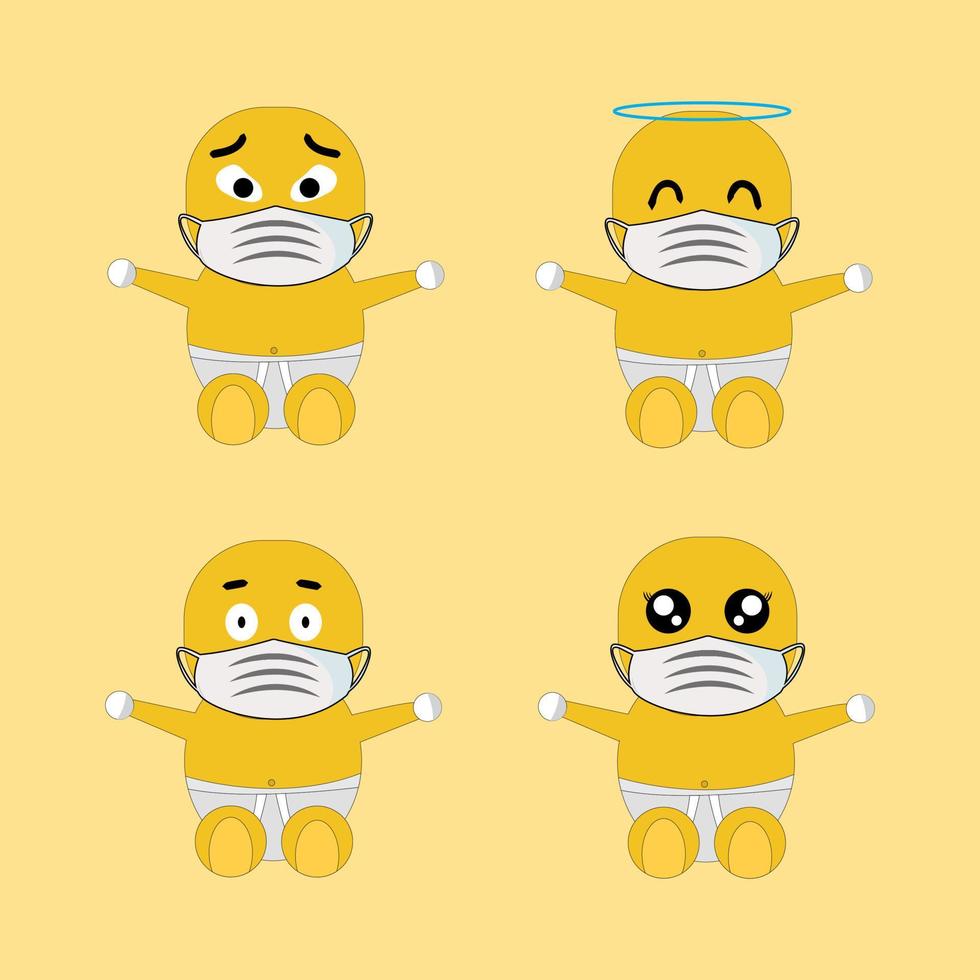 baby gezicht schattige emoji set defferent vector