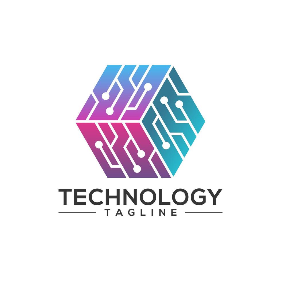 zeshoek technologie logo vector sjabloon