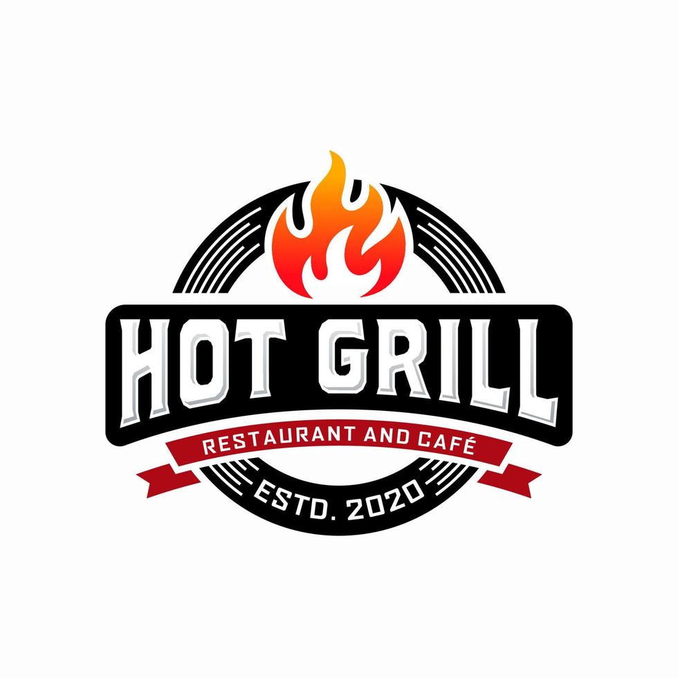 hete grill logo vector ontwerpsjabloon